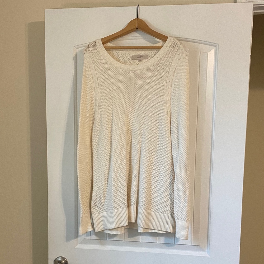 LOFT Ivory Textured Sweater